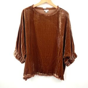 SUNDANCE Alannah Velvet Velour Top Fringe Silk Blend Cocktail Holiday SZ Small